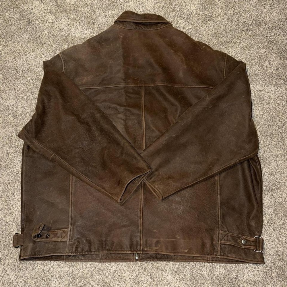 Roundtree & Yorke Men's Distressed Brown Genuine Leather Jacket 4X - Picture 2 of 6